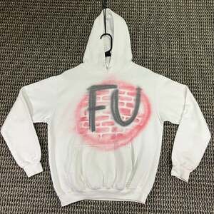 Natan FU Graffiti Hoodie White Red Black Spray Paint Punk Streetwear Pullover